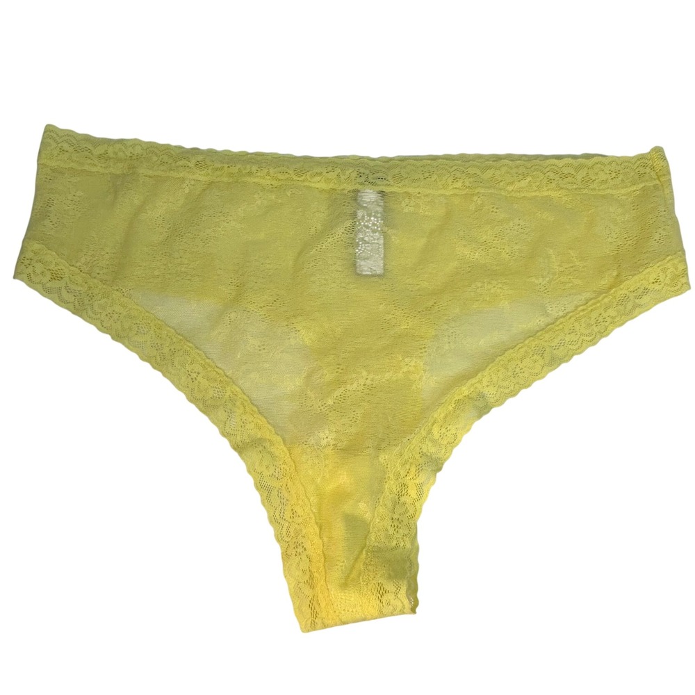 Natori Yellow Lace Thong Panty Brief Underwear‎ XL